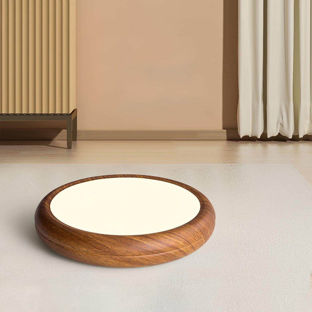 Lampa sufitowa okrągła drewniana, wnętrze mieszkalne