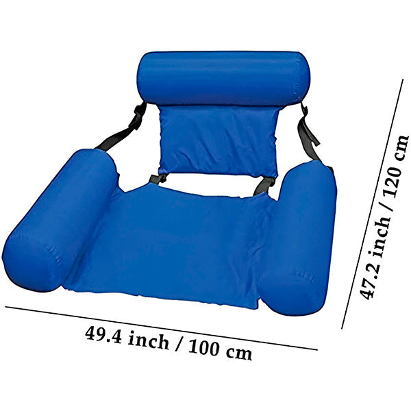 Dmuchany fotel do pływania z ergonomicznym oparciem i podłokietnikami, luksusowy komfort do relaksu w basenie lub jeziorze.