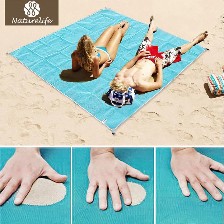 Duży wodoodporny koc plażowy, dla 5-8 dorosłych, łatwy w użyciu, odporny na piasek i wodę, poliester, idealny na pikniki.