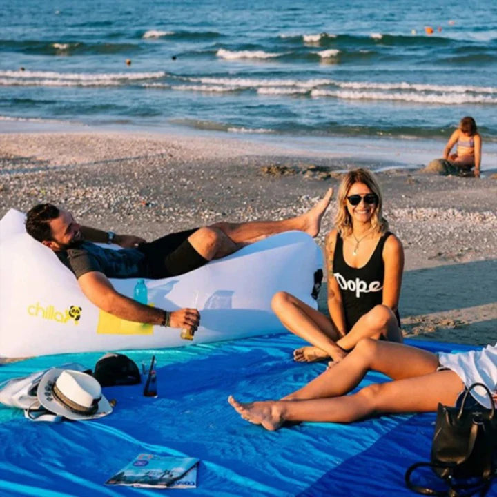 Duży wodoodporny koc plażowy, dla 5-8 dorosłych, łatwy w użyciu, odporny na piasek i wodę, poliester, idealny na pikniki.