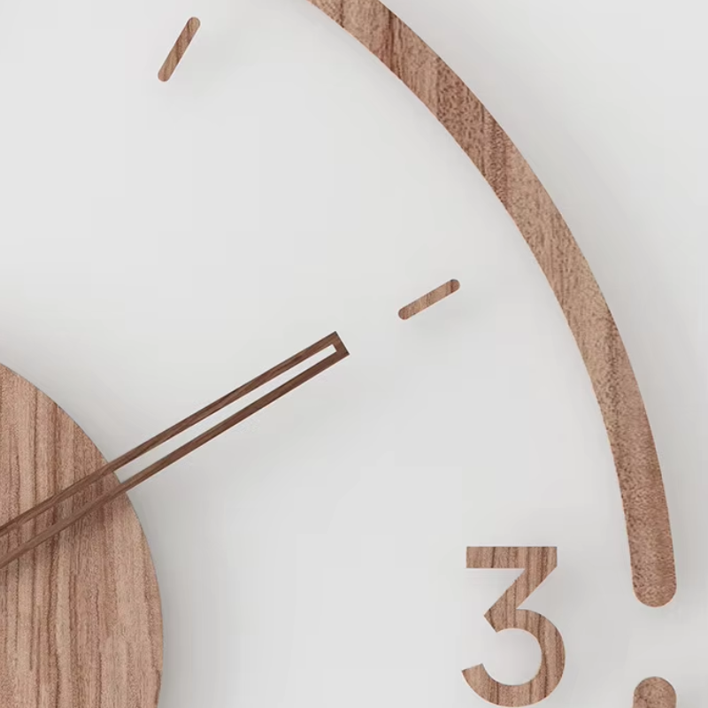 Nordycki drewniany zegar ścienny 40cm, minimalistyczny design, elegancki i cichy do współczesnego wnętrza, Dom i Dekoracja