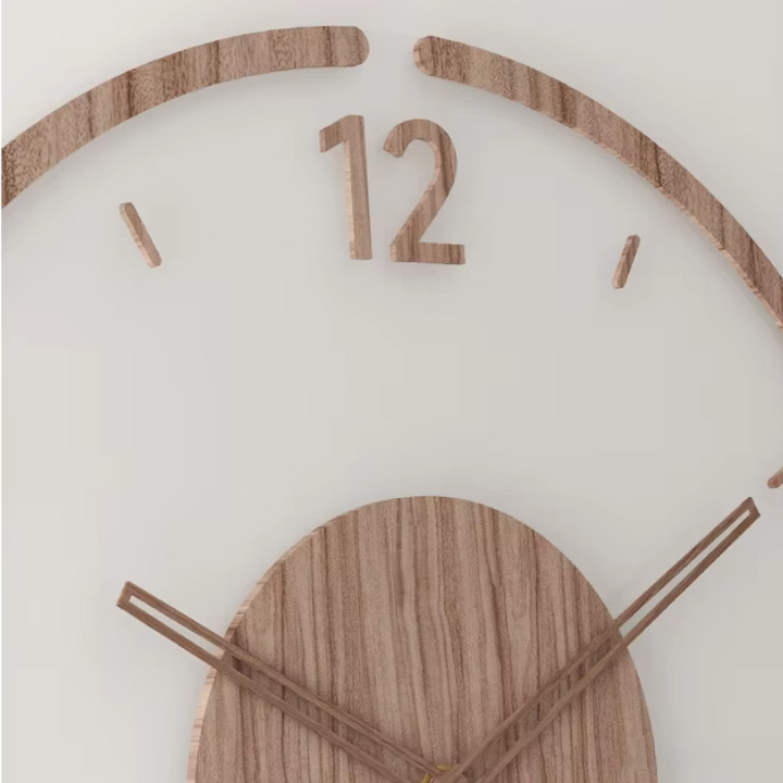 Nordycki drewniany zegar ścienny 40cm, minimalistyczny design, elegancki i cichy do współczesnego wnętrza, Dom i Dekoracja
