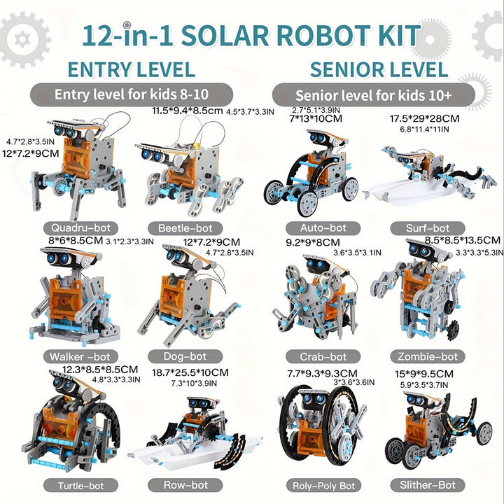 Zmontowany Zestaw Robota Solarnego STEM 13 w 1, części mechaniczne, edukacyjna zabawka dla dzieci, energia słoneczna, nauka i inżynieria