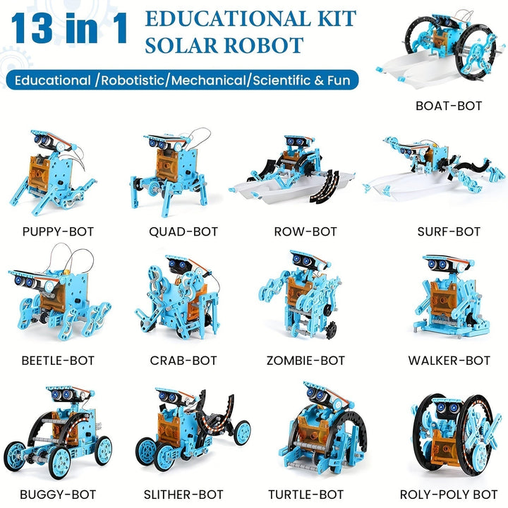 Zmontowany Zestaw Robota Solarnego STEM 13 w 1, części mechaniczne, edukacyjna zabawka dla dzieci, energia słoneczna, nauka i inżynieria