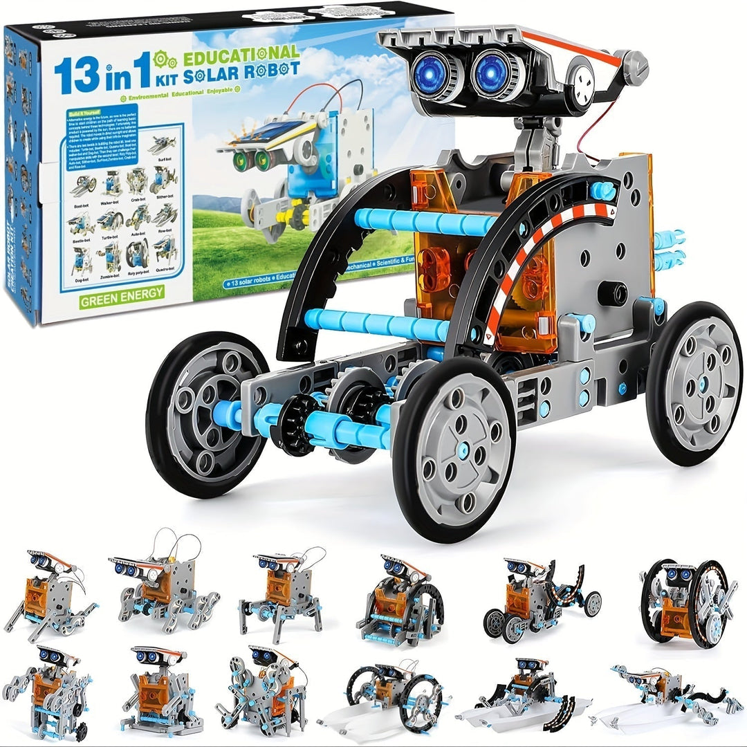 Zmontowany Zestaw Robota Solarnego STEM 13 w 1, części mechaniczne, edukacyjna zabawka dla dzieci, energia słoneczna, nauka i inżynieria