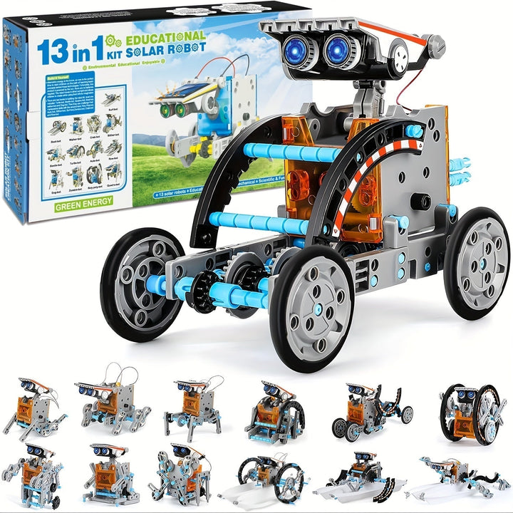Zmontowany Zestaw Robota Solarnego STEM 13 w 1, części mechaniczne, edukacyjna zabawka dla dzieci, energia słoneczna, nauka i inżynieria