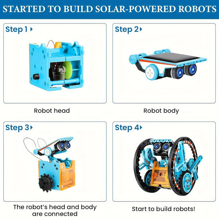 Zmontowany Zestaw Robota Solarnego STEM 13 w 1, części mechaniczne, edukacyjna zabawka dla dzieci, energia słoneczna, nauka i inżynieria