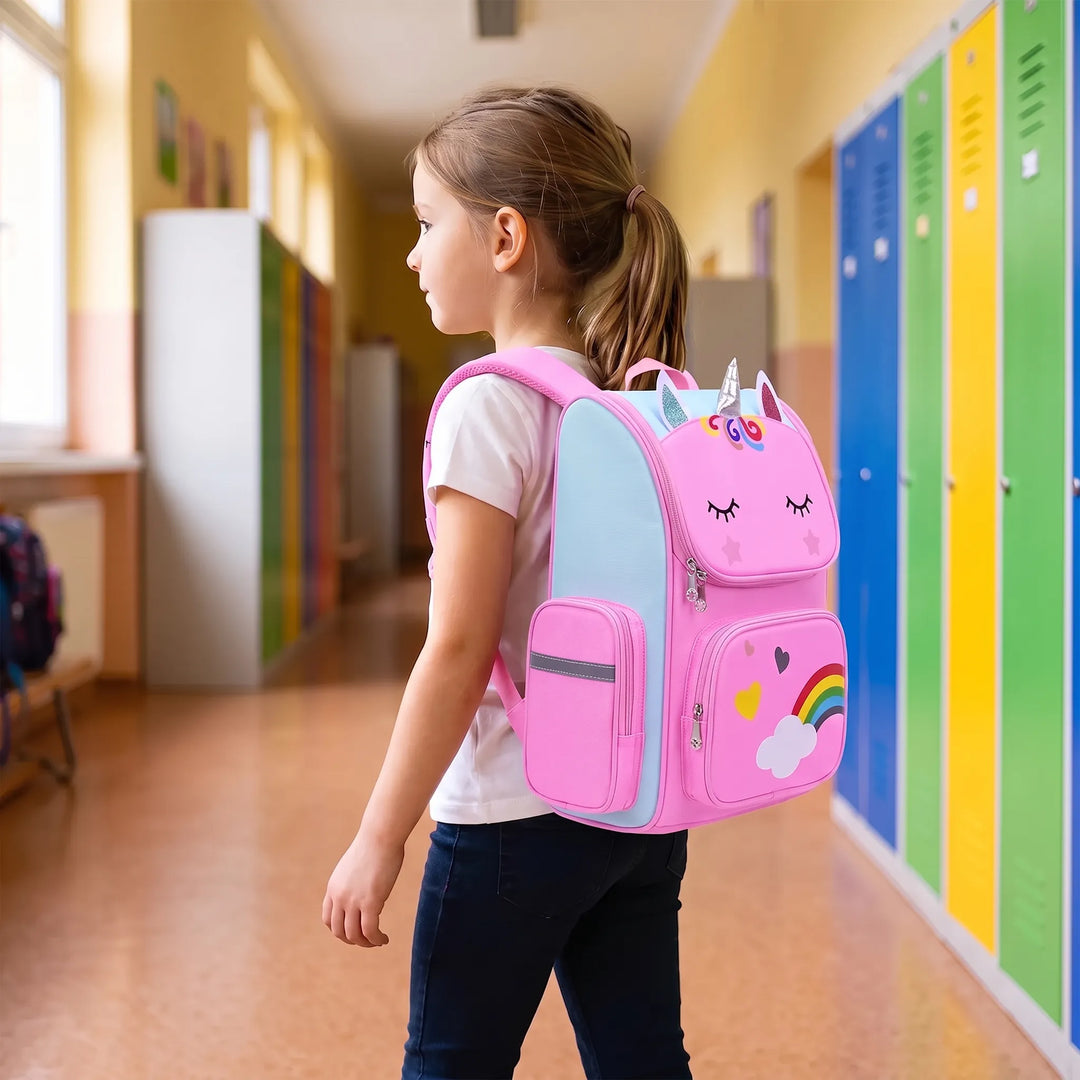 Kolorowy plecak szkolny z jednorożcem, idealny dla dziewczynki i chłopca. Ergonomiczny tornister dla dziecka.