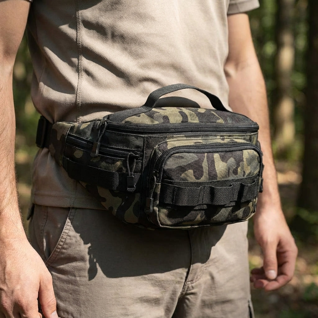 Kompaktowa saszetka taktyczna MOLLE RangerPack, idealna na outdoor i sprzęt militarny.