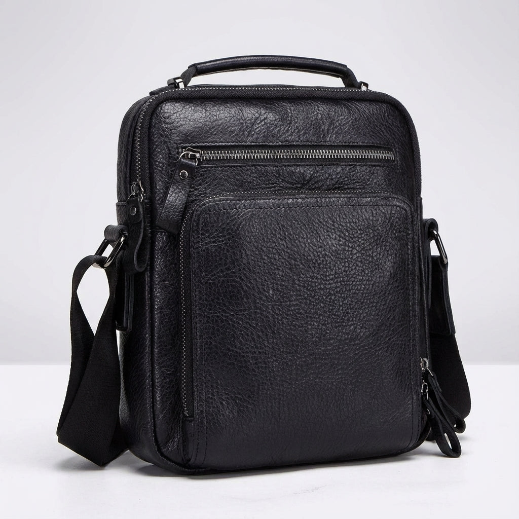 Unisex skórzana torba messenger EnduraBag z wieloma kieszeniami. Praktyczna i modna torba na ramię dla organizacji.