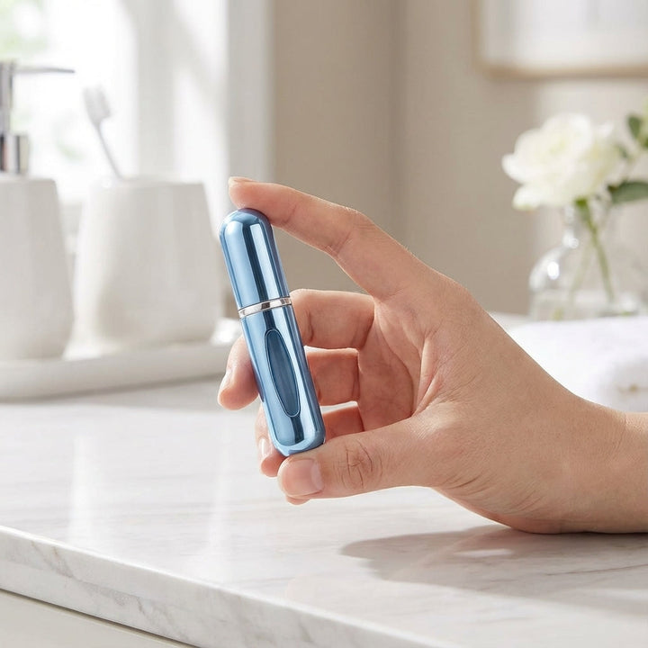 Kompaktowy atomizer perfum PocketMist, napełniany, idealny do podróży. Przenośna butelka na ulubiony zapach.