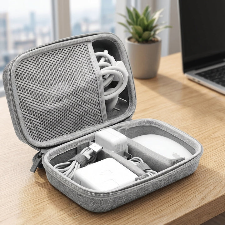 Kompaktowy organizer podróżny Travellox na kable, ładowarki i akcesoria elektroniczne.