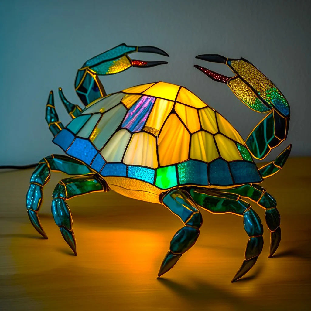 Stylowa lampka stołowa, witrażowa z motywem zwierzęcym. Doskonała lampa nocna i oświetlenie nastrojowe.