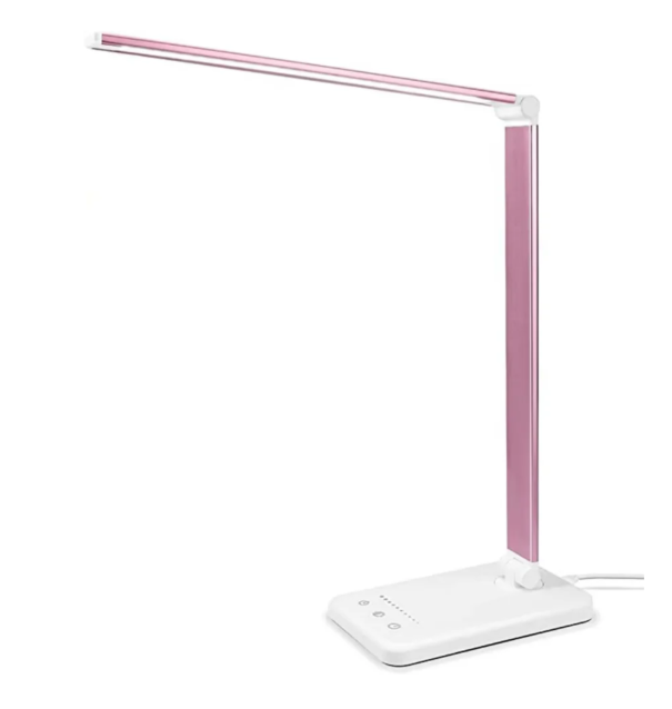Nowoczesna regulowana lampa biurkowa LED z elastycznym ramieniem i ładowaniem USB, idealna do kierunkowego i eleganckiego oświetlenia.