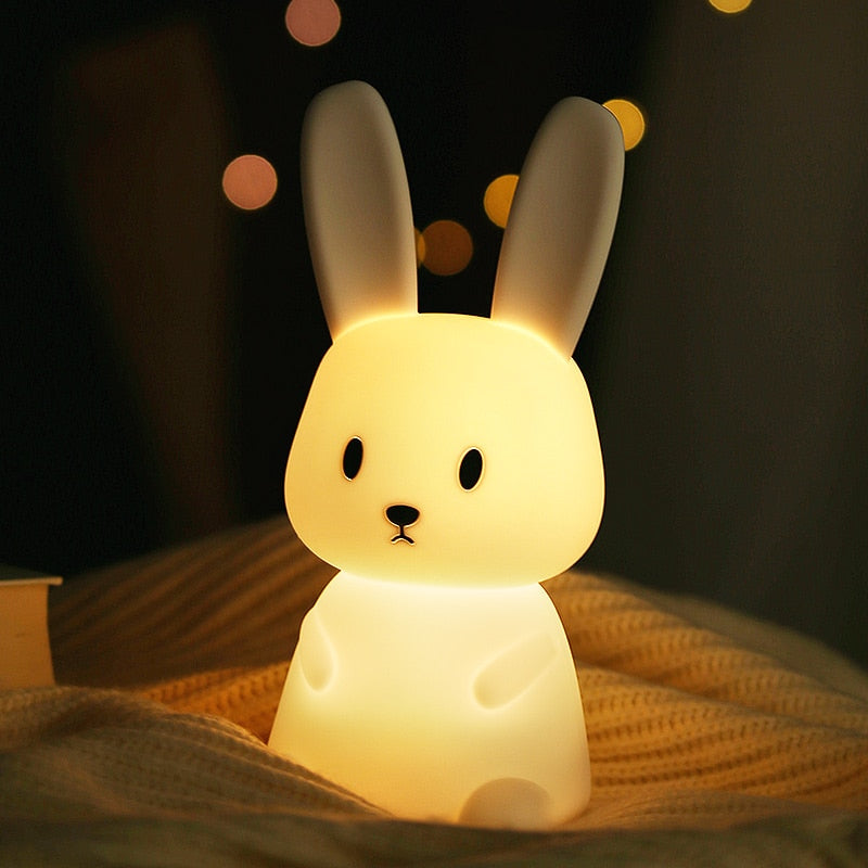 Dziecięca lampka nocna LED, 7 kolorów, zabawny zwierzęcy design, wbudowany timer, idealna do pokoju dziecka lub w podróż.