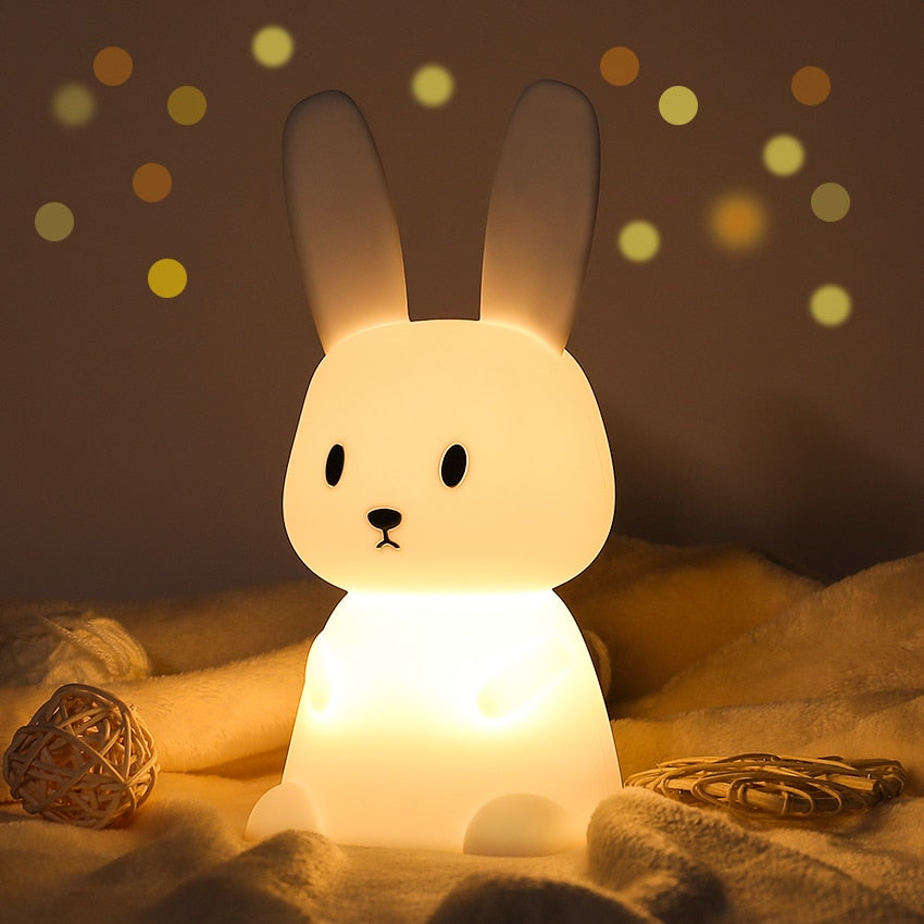 Dziecięca lampka nocna LED, 7 kolorów, zabawny zwierzęcy design, wbudowany timer, idealna do pokoju dziecka lub w podróż.