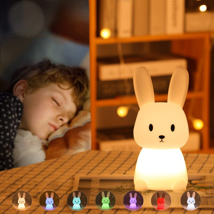 Dziecięca lampka nocna LED, 7 kolorów, zabawny zwierzęcy design, wbudowany timer, idealna do pokoju dziecka lub w podróż.