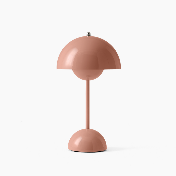 Lampa stołowa LED AuroraGlo, beżowo-czerwona, elegancki design, bezprzewodowa, idealna do salonu, biura, na taras.