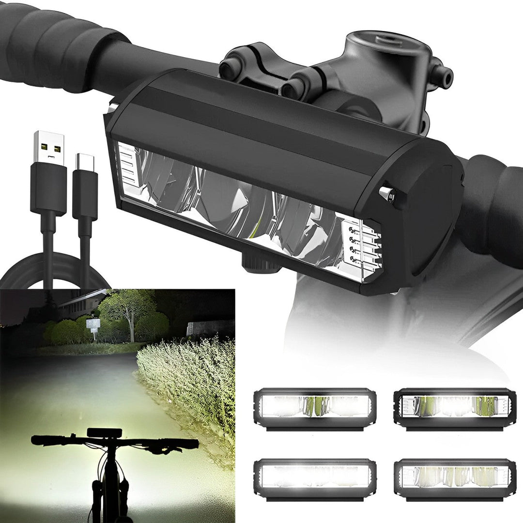 Lampa rowerowa LED LumeRide - mocne oświetlenie, regulowany design, widok z przodu