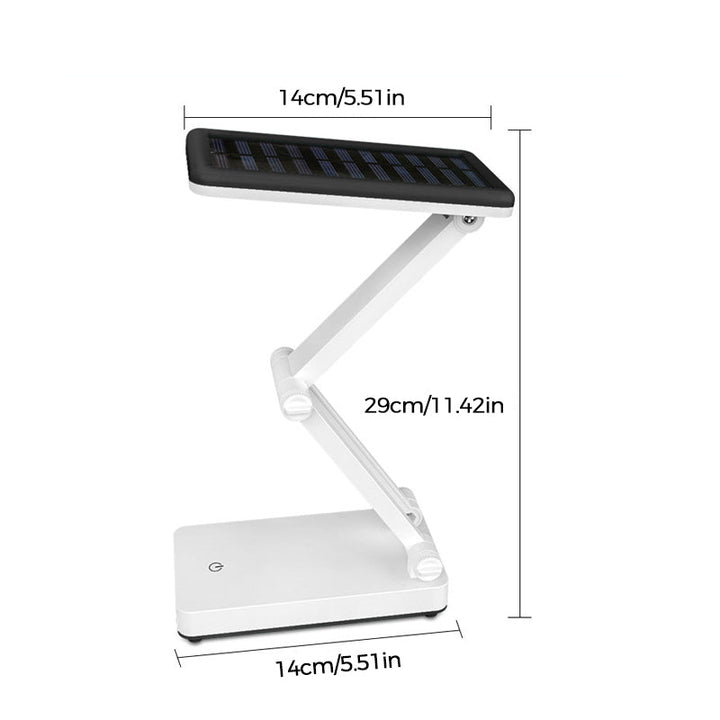 Składana lampa LED solarna, kompaktowa konstrukcja, w kolorach białym, różowym, zielonym do wnętrz i na zewnątrz.