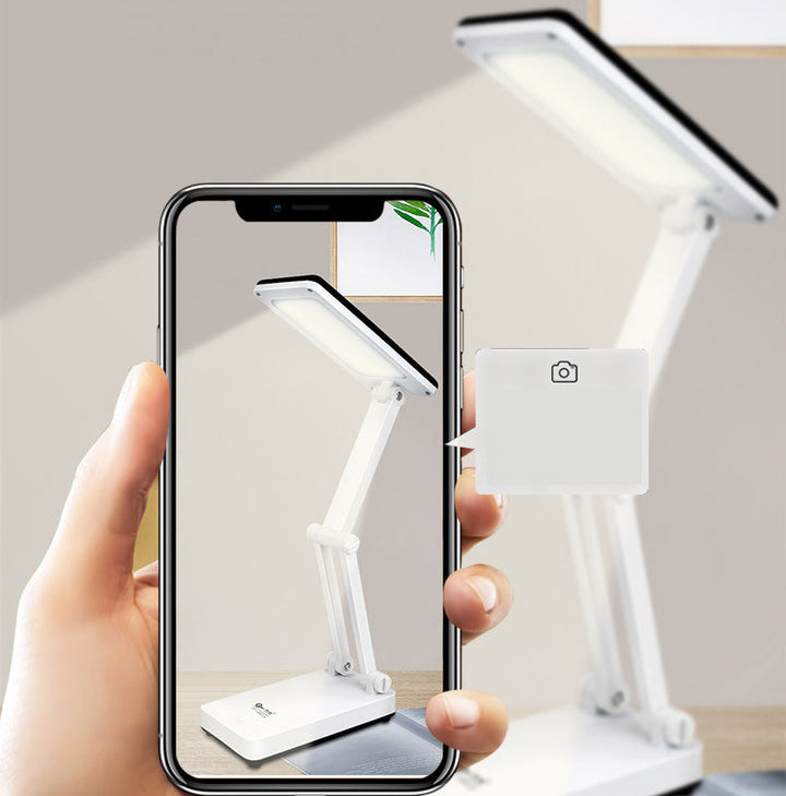 Składana lampa LED solarna, kompaktowa konstrukcja, w kolorach białym, różowym, zielonym do wnętrz i na zewnątrz.
