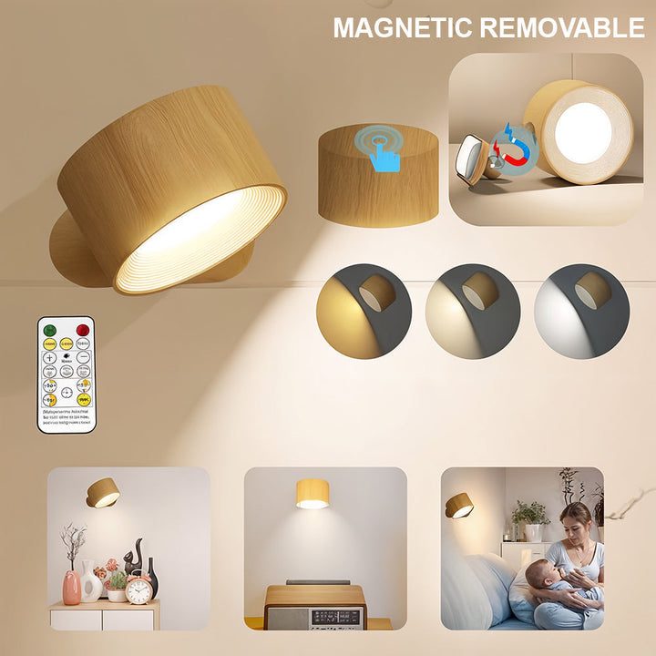 Bezprzewodowa lampa ścienna LED, magnetyczna, ładowalna, nowoczesny design, łatwa instalacja, biała, do salonu i korytarza.