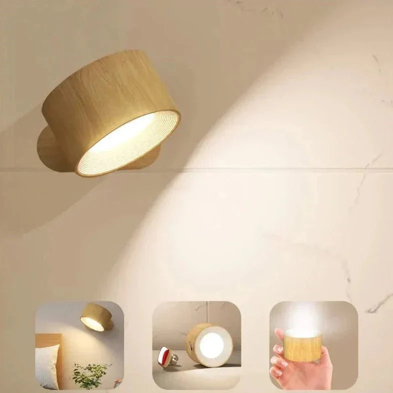 Bezprzewodowa lampa ścienna LED, magnetyczna, ładowalna, nowoczesny design, łatwa instalacja, biała, do salonu i korytarza.