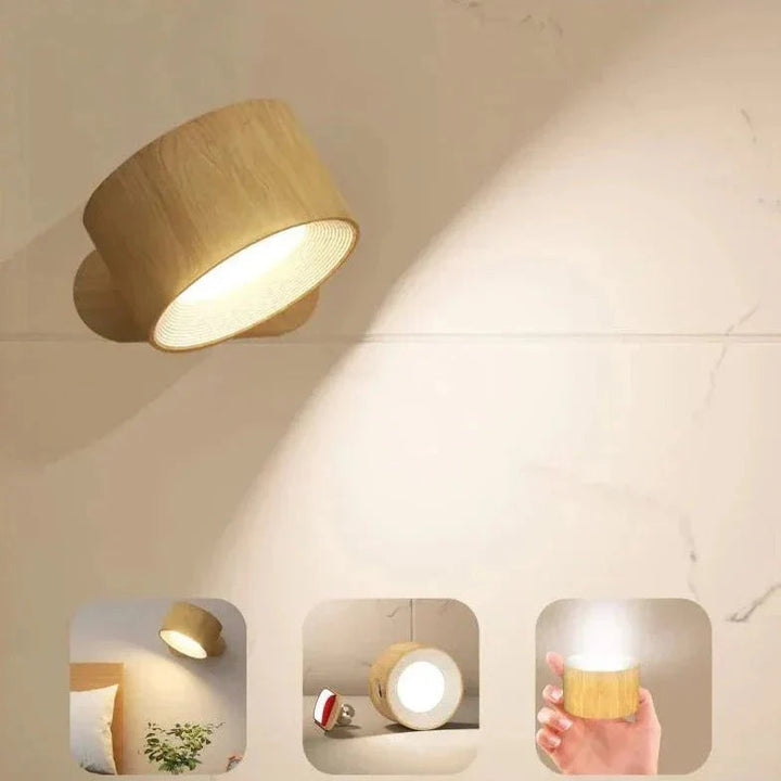 Bezprzewodowa lampa ścienna LED, magnetyczna, ładowalna, nowoczesny design, łatwa instalacja, biała, do salonu i korytarza.