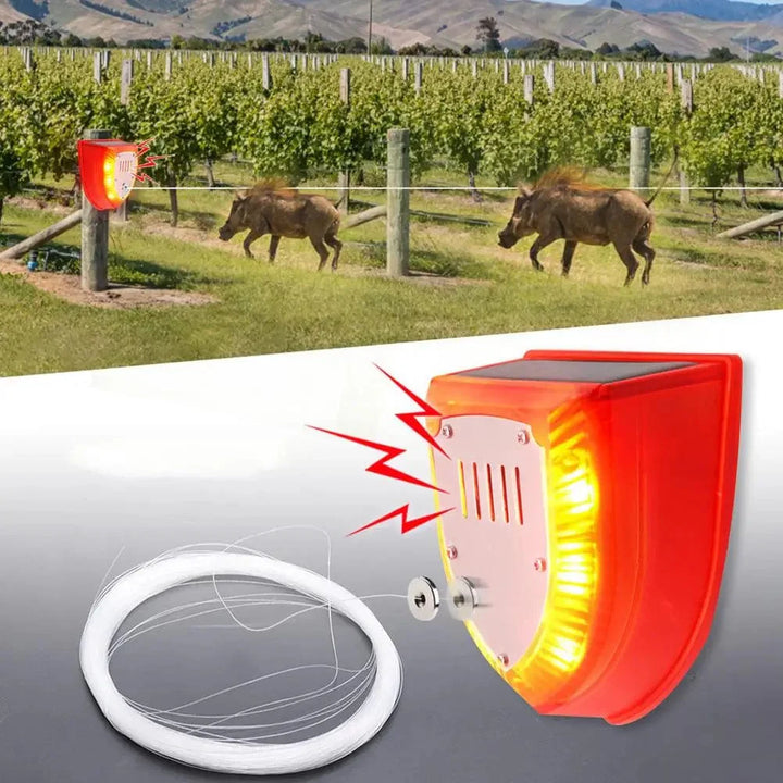 Zewnętrzna lampa solarna LED z czujnikiem ruchu, odstraszająca zwierzęta, solidna konstrukcja IP65, ochrona ogrodu.
