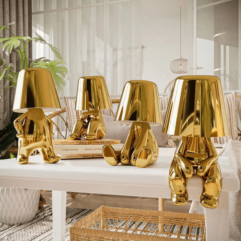 Elegancka lampa dotykowa Mr. Gold, złota, z regulacją dotykową, nowoczesny styl, szykowna atmosfera.