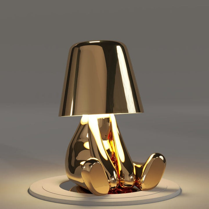 Elegancka lampa dotykowa Mr. Gold, złota, z regulacją dotykową, nowoczesny styl, szykowna atmosfera.