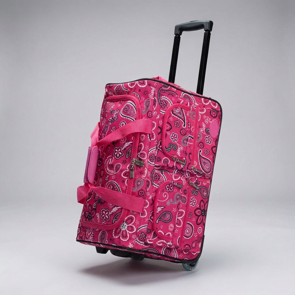 Uniwersalna torba typu duffel bag na kółkach, idealna na podróże i perfekcyjną organizację bagażu.