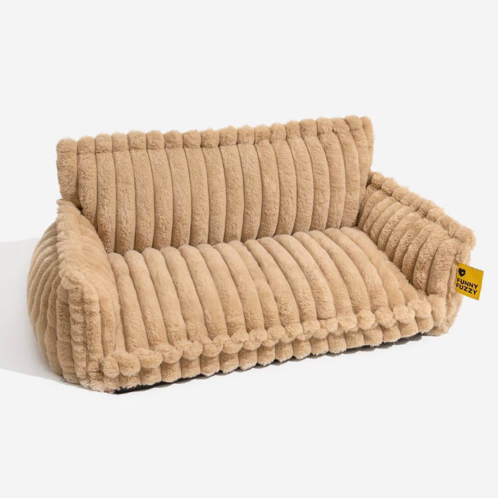"Lit orthopédique pour chien ergonomique avec repose-tête, tissu imitation laine, soutien articulations, confort ultime."