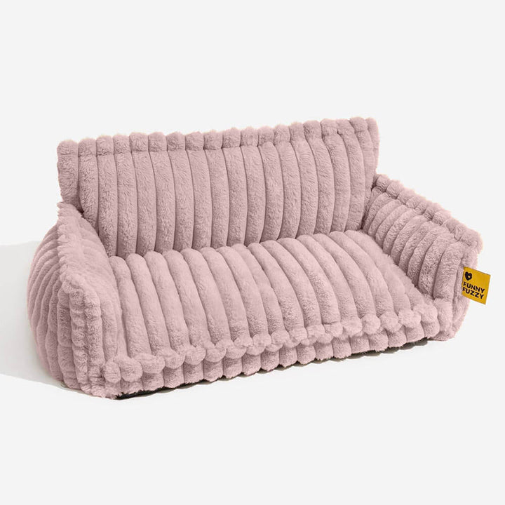 "Lit orthopédique pour chien ergonomique avec repose-tête, tissu imitation laine, soutien articulations, confort ultime."