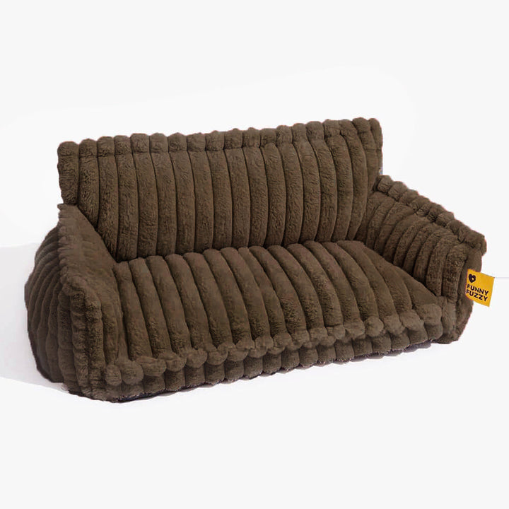 "Lit orthopédique pour chien ergonomique avec repose-tête, tissu imitation laine, soutien articulations, confort ultime."