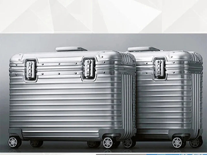 Elegancka walizka Monaco z aluminium-magnezu. Ciche kółka 360° i zamek szyfrowy TSA dla bezpieczeństwa.