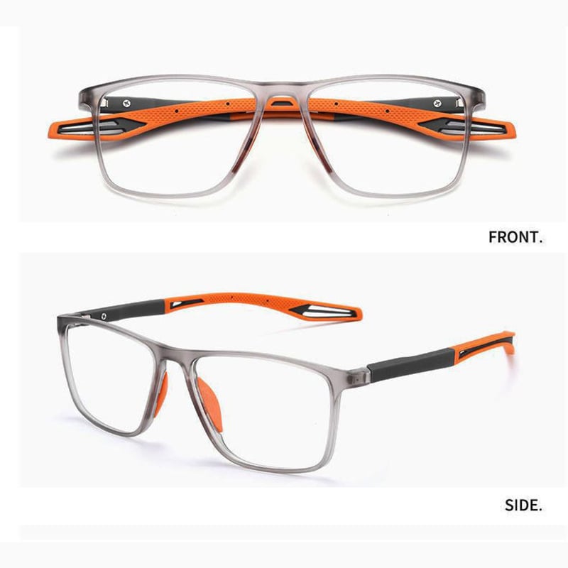 Eleganckie, lekkie okulary do czytania multifokalne, z wyraźnymi soczewkami i cienką oprawką, do widzenia bliskiego i dalekiego.