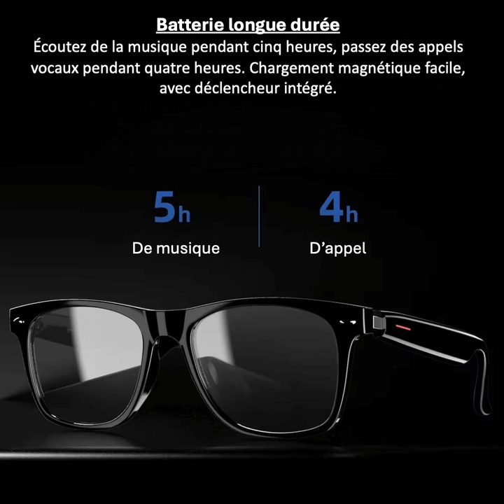 Inteligentne okulary przeciwsłoneczne Nortik, widok z przodu, z wbudowanym aparatem i eleganckimi funkcjami Bluetooth.
