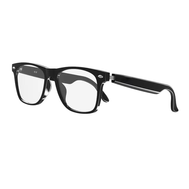 Inteligentne okulary przeciwsłoneczne Nortik, widok z przodu, z wbudowanym aparatem i eleganckimi funkcjami Bluetooth.