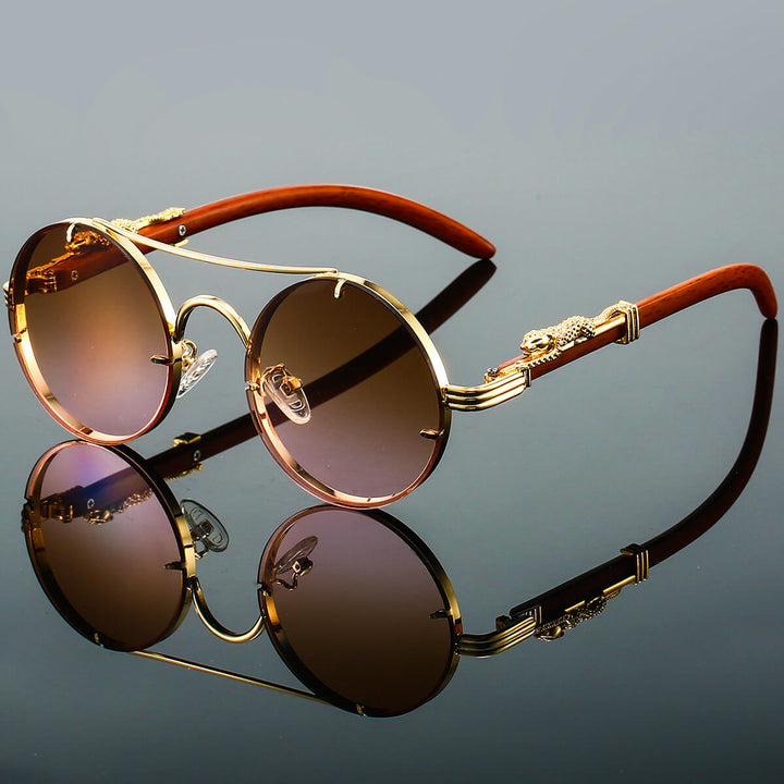 Męskie okulary przeciwsłoneczne retro z metalu w kolorze niebieskim, eleganckie oprawki, soczewki UV, stylowy dodatek letni.