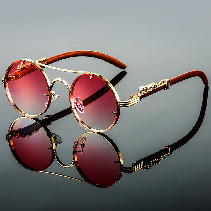 Męskie okulary przeciwsłoneczne retro z metalu w kolorze niebieskim, eleganckie oprawki, soczewki UV, stylowy dodatek letni.