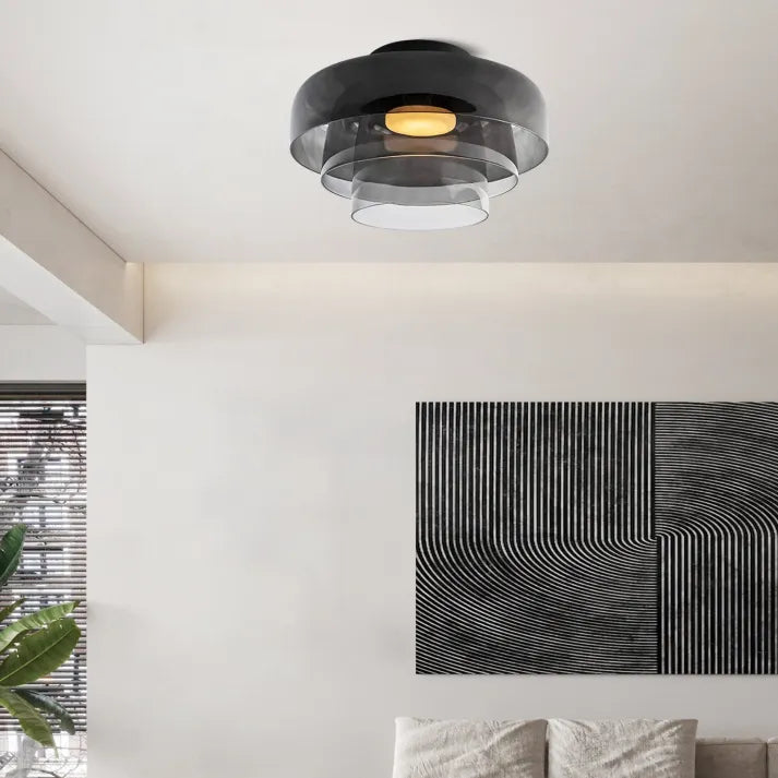 "Lustre de plafond en verre, style moderne et médiéval, lumière chaleureuse et design élégant, idéal pour salon ou salle à ma