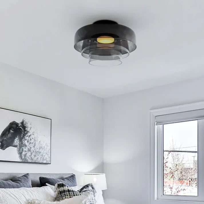 "Lustre de plafond en verre, style moderne et médiéval, lumière chaleureuse et design élégant, idéal pour salon ou salle à ma