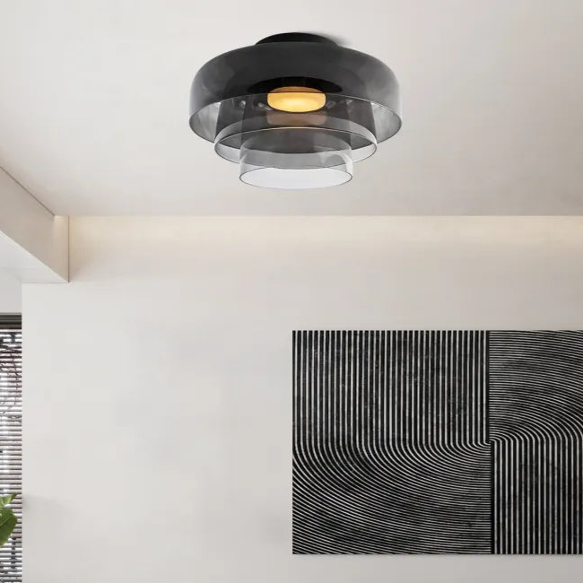 Nowoczesna lampa sufitowa GlassLuxe z zielonego szkła, stylowa dekoracja do sypialni, nastrojowe oświetlenie