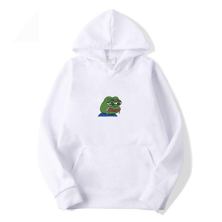 Komfortowa męska bluza z kapturem z dużą żabą na piersi, doskonała do stworzenia wyróżniającego się stylu.