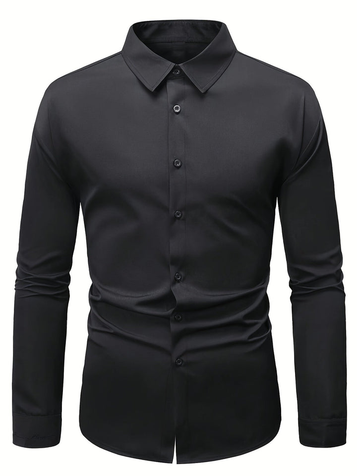 Nowoczesna męska koszula slim fit z długim rękawem, idealna do modnych stylizacji smart casual.
