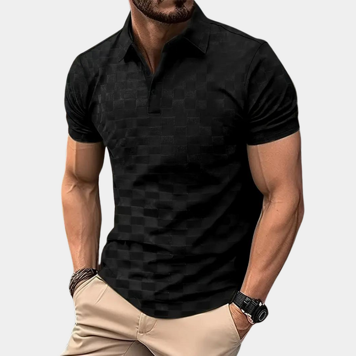 Elegancka męska koszulka polo casual na lato. Krótki rękaw, bawełna. Doskonała na letnie stylizacje.