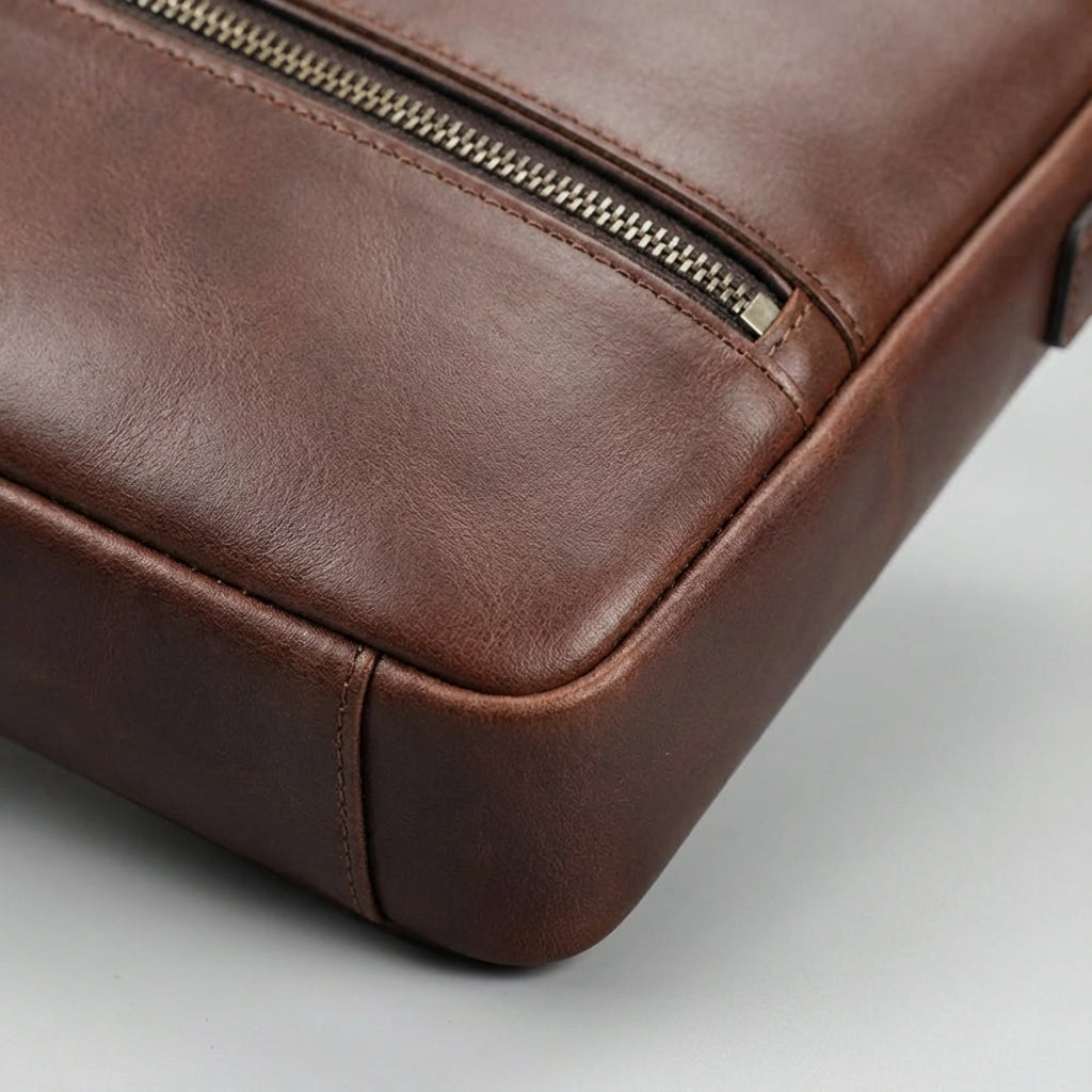Elegancka męska torba na laptopa z bezpieczną przegrodą, idealna do pracy i jako torba podróżna.