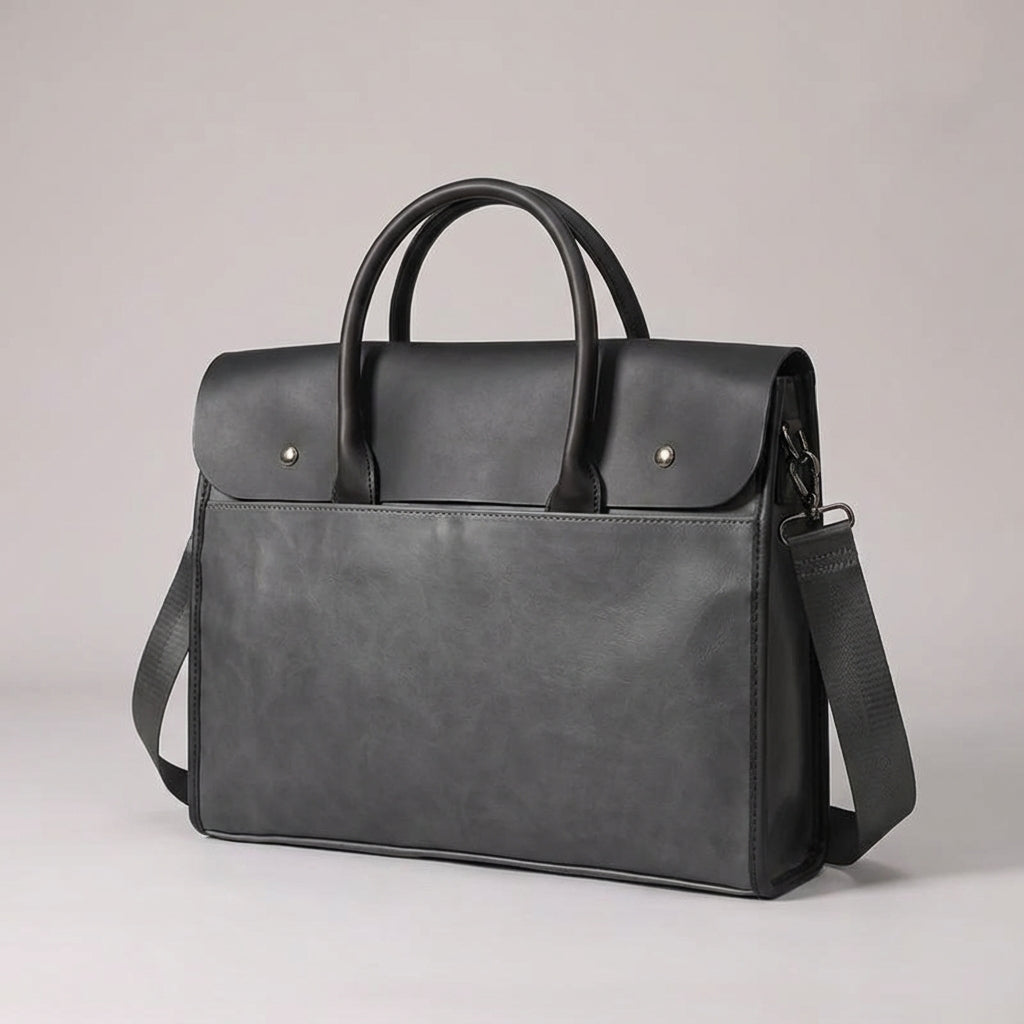 Elegancka męska torba na ramię z PU skóry w stylu retro, pomieści laptopa 14 cali, idealna na spotkania biznesowe.