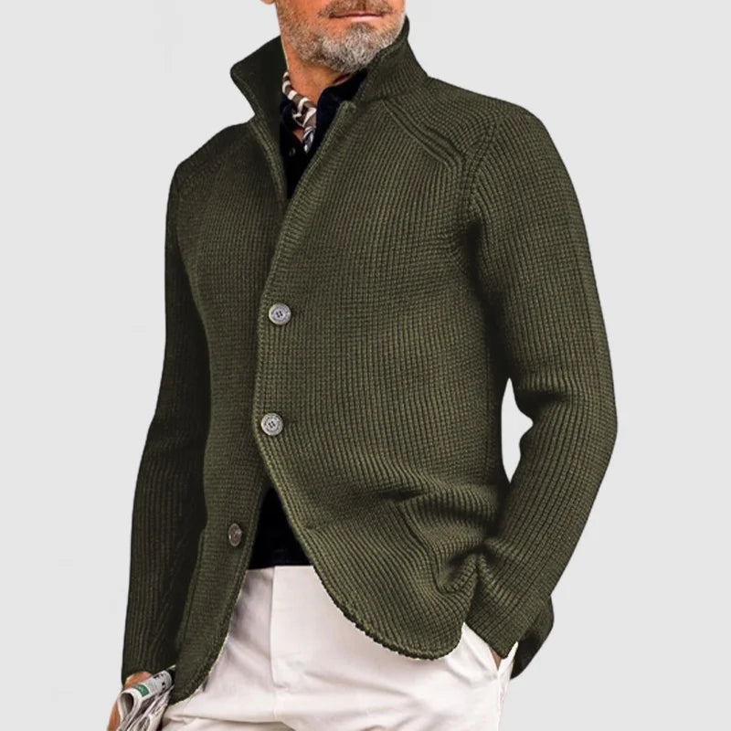 Klasyczny kardigan męski Maurice, długi rękaw. Elegancki sweter na jesień/zimę, smart casual, komfortowy.